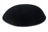 Black DMC knitted kippah with gray border