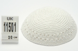 White Thick Knitted Breslov Kippah