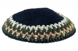 Blue and Olive Knitted Kippah