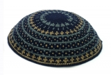 Blue Colorful DMC knitted Kippah