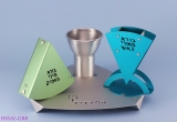 Aluminum Havdalah Set by Shraga Landesman in Green and Blue