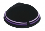 Black Velvet Kippah with purple and violet border