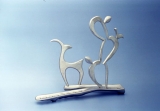 Hanukkah Menorah Deer and Sabras by Shraga Landesman