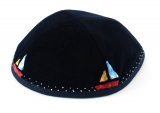 Hand Decorated "Sailboat" Velvet Kippah