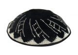 Black and white DMC knitted kippah