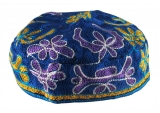 Blue Bucharian Hand Embroidered Kippah