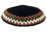 Black Knitted Kippah with brown border