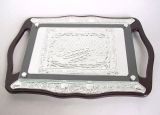 Wood and silver plate Challah board