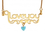 Gold Filled "I Love You"  Necklace with Opal Heart