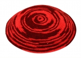 Premium Handmade DMC Knitted Red and Black Swirl Kippah