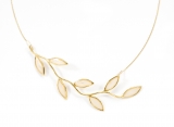 Pearl color Olive Leaf Branch Necklace