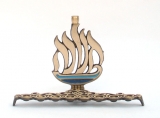 Brass Menorah Hanukia - Hanukkah word design