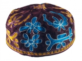Brown Bucharian Hand Embroidered Kippah
