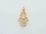Gold Filled Zirconium Hamsa Pendant