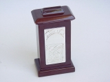Silver Plated Wood Tzedakah Box