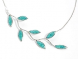 Turquoise Olive Leaf Branch Necklace