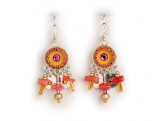 Orange Red Bead Earrings by Ester Shahaf