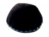 Hand Decorated Blue and Silver Kippah