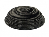 Gray and black DMC knitted kippah