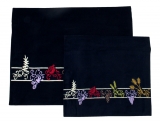 Navy velvet Tallit and Tefillin Bag Set - Seven Species