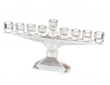 Contemporary Wide Crystal Chanukah Menorah