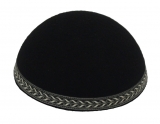 Yemenite Kippah with silver-bronze leaf border