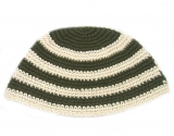 Frik Kippah with Green and Gray Stripes