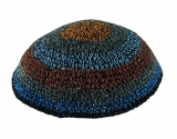Blue and Brown Knitted Kippah