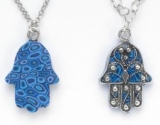 Small Blue Oriental Hamsa Necklace