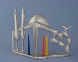 Aluminum Landmark Hanukkah Menorah by Shraga Landesman