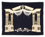 Dark Blue Velvet Tallit & Tefillin Bags - Gold Vilna Pillars