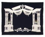 Dark Blue Velvet Tallit & Tefillin Bags - Silver Vilna Pillars