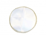 White Satin Kippah with gold edge