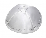 White Terylene Kippah with Star of David