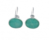 Silver and Roman Glass Oval Earrings