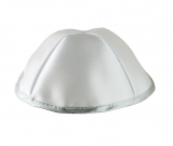 White Satin Kippah with silver edging