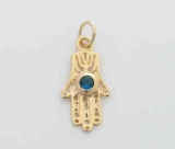 Gold Filled Blue stone Hamsa Pendant