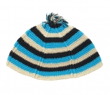 Frik Kippah with blue black and beige stripes