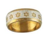 Stainless Steel Ring Gold with Star of David