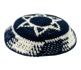 Blue-White Star of David knitted kippah