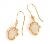 Pearl Colored Hamsa Earrings
