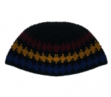 Black Frik Kippah with colorful border