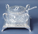 Silver Plated Glass Honey Dish
