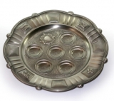 Antique Round Pewter Passover Plate