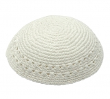 White Thick Knitted Breslov Kippah