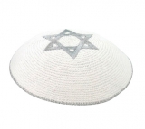 Silver Star of David knitted kippah