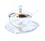 Silver Plated / Glass Honey Dish