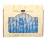Decorative Safed White and Blue Shabbat Candles