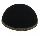 Yemenite Kippah with purple and silver wave border