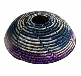 DMC knitted kippah with blue and purple geometric design